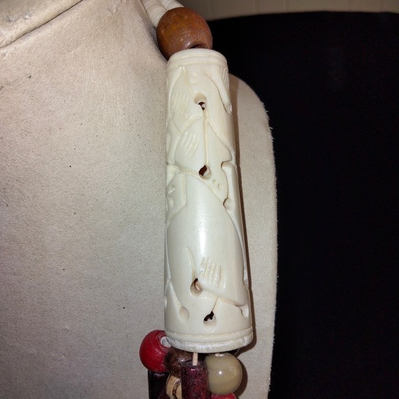 Iris Apfel & Bajalia Wood, Bone and Resin Multicolored Beaded Statement Necklace - Picture 6 of 12